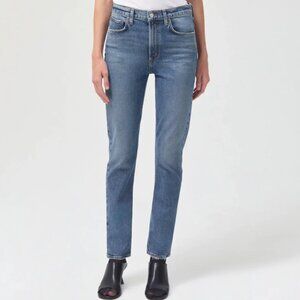 AGOLDE Merrel Jean Mid Rise Straight Denim in Spellbound Blue Wash Size 28